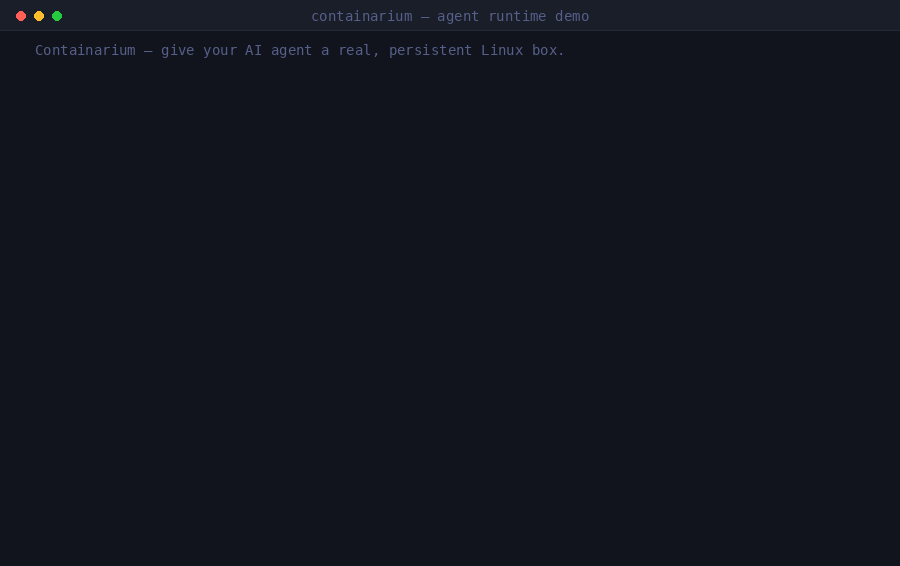 Containarium demo: install in one command, create a box, then drive it with an AI agent that SSHes in, installs Caddy, and exposes the app on a public HTTPS domain.